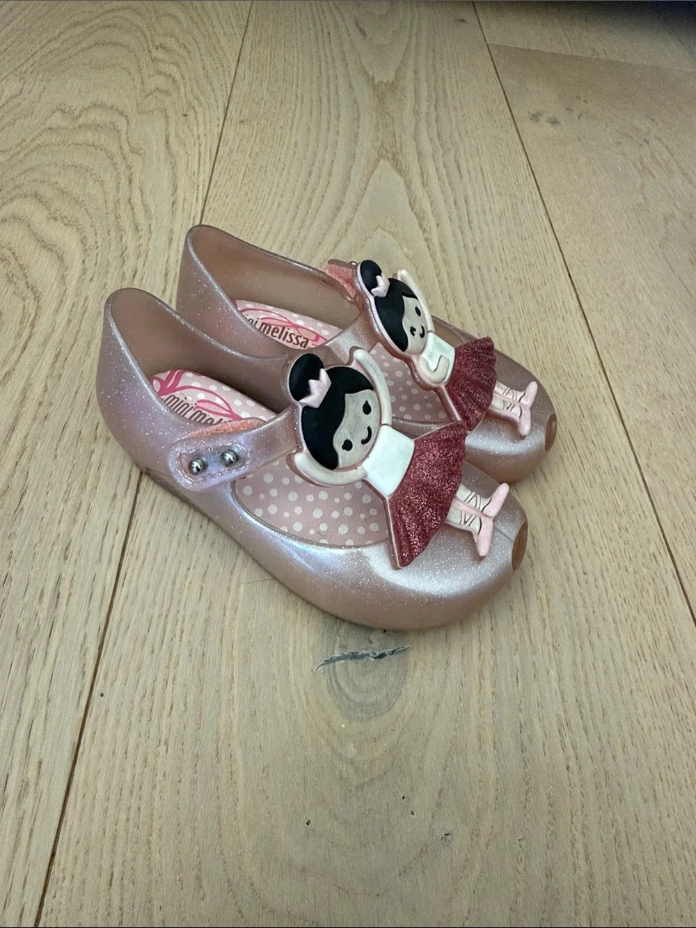 Melissa Girls Pink Glitter Ballet Doll Mary Jane Shoes.  Size 7